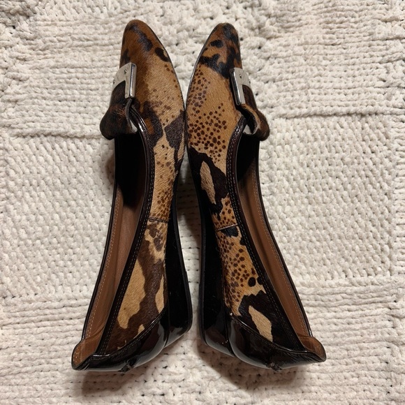 Donald J Pliner Brown Calf Hair Point Toe Wedge with Silver Hardware - Picture 4 of 5